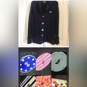 Eddie Bauer Cardigan Sweater Ceramic Buttons Petite Large